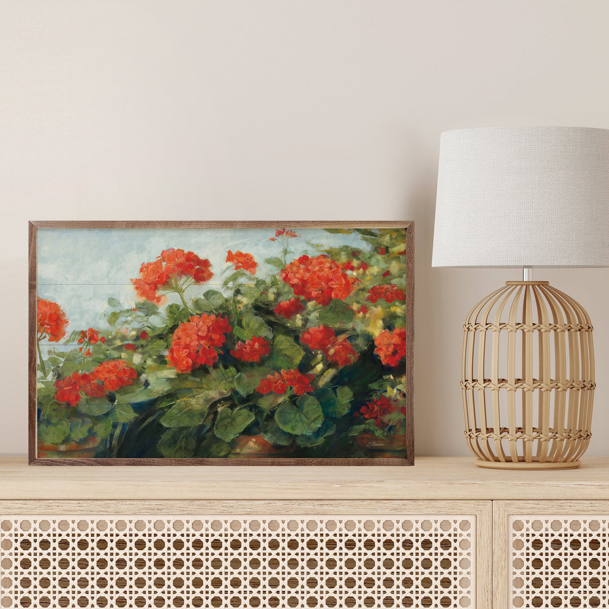 Geranium Wave Wood Framed Print