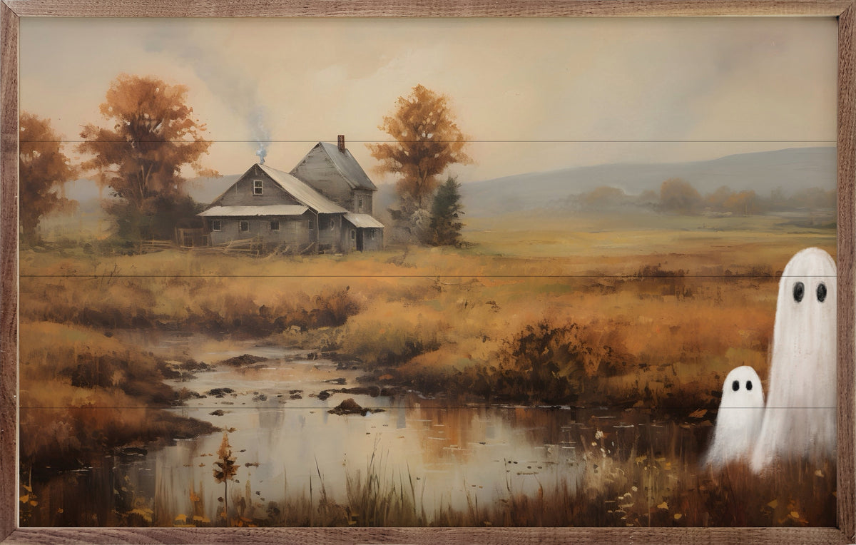 Ghosts In Field By Petals Prints Wood Framed Print