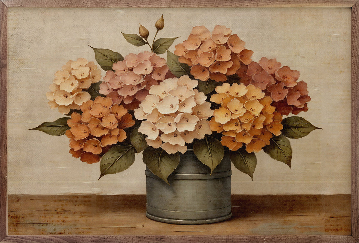 Hydrangea Fall Bouquet Wood Framed Print