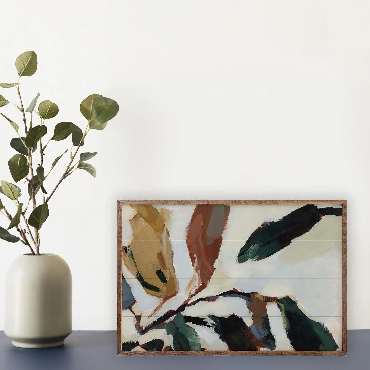 Nordic Leaves Wood Framed Print