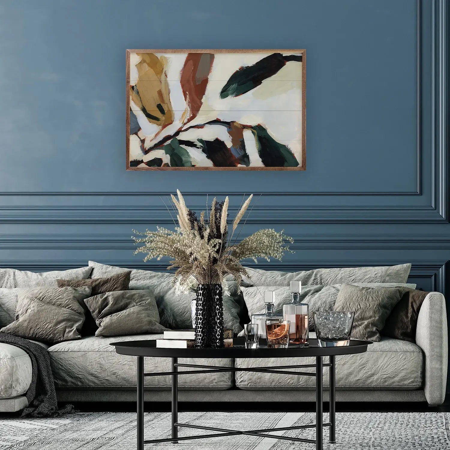 Nordic Leaves Wood Framed Print