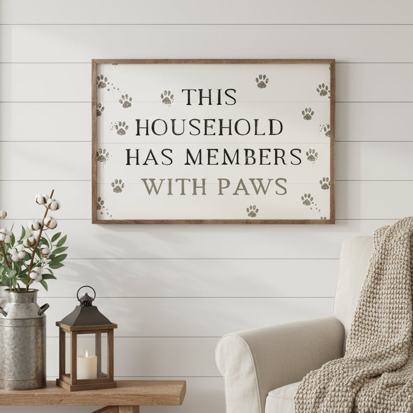 Paws Household Wood Framed Print