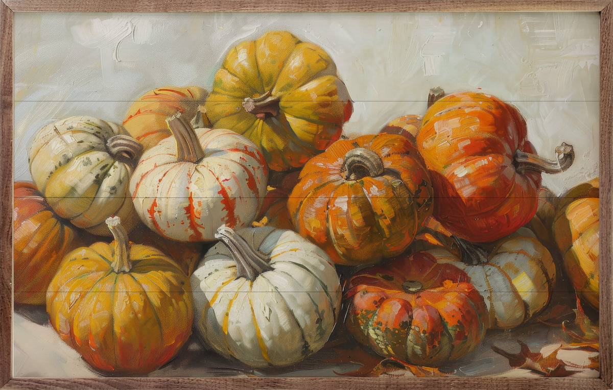 Pumpkin Mound Wood Framed Print
