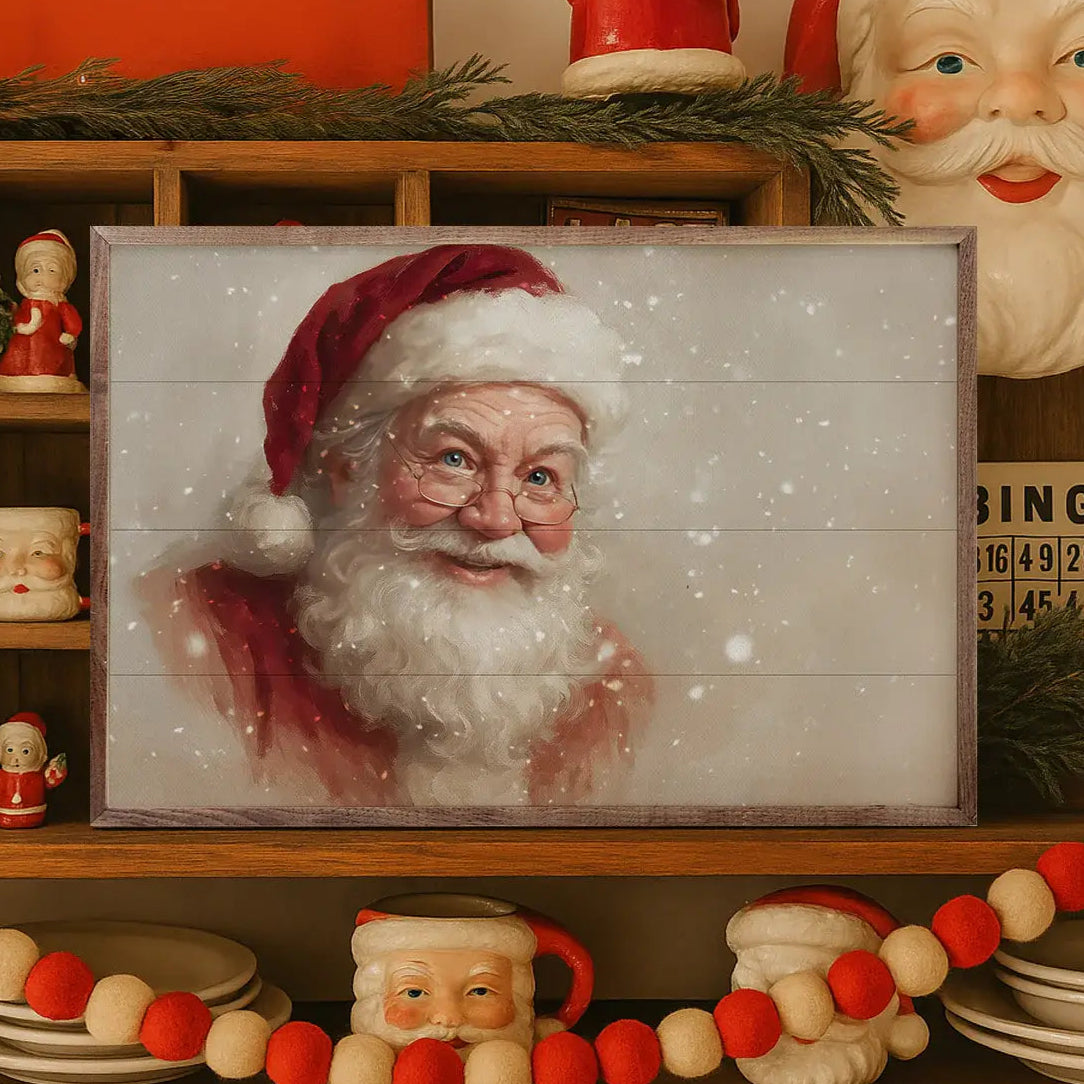 Santa's Smile Wood Framed Print