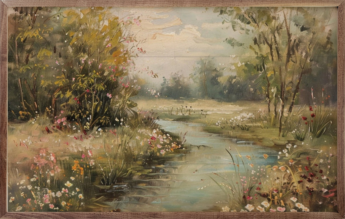 Spring Stream Wood Framed Print