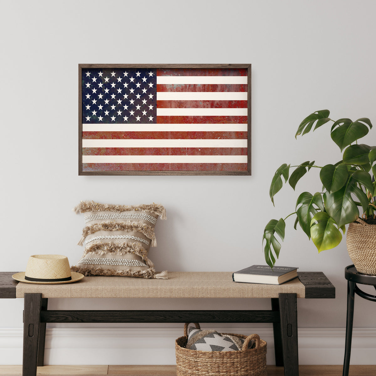 American Flag Wood Framed Print