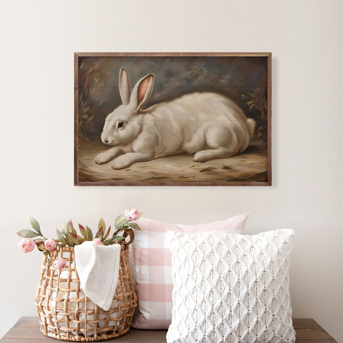 Vintage Rabbit Wood Framed Print