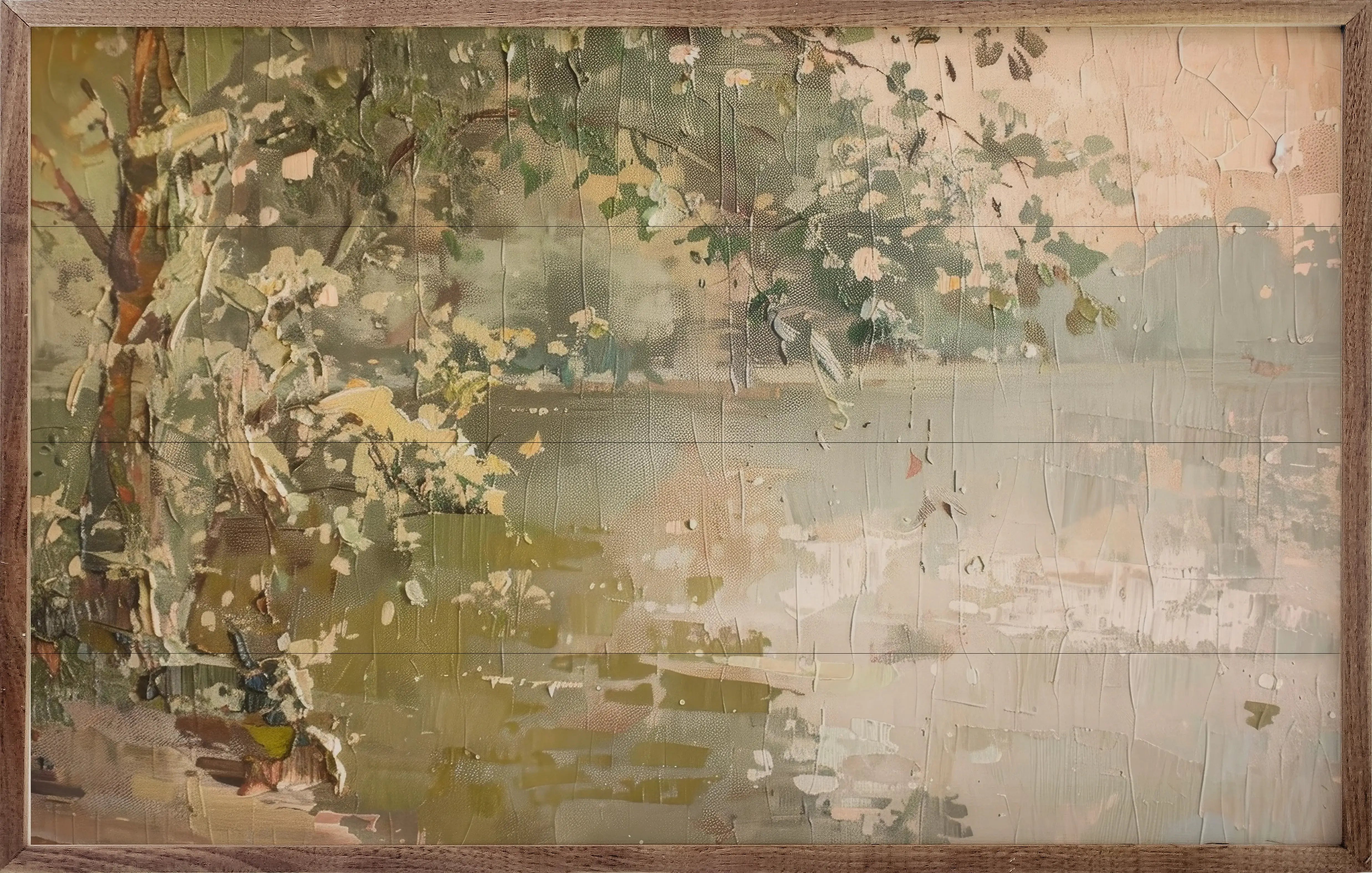 Vintage Waterside Wood Framed Print