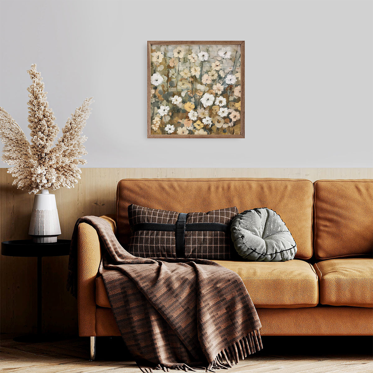 Abstracted Florals 3 Neutral By Nina Blue Wood Framed Print