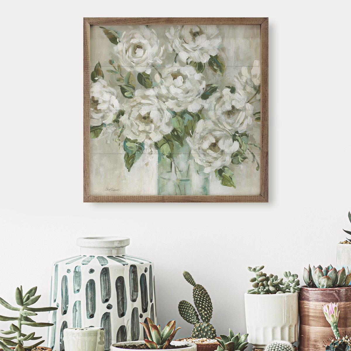 Afternoon Peonies By Carol Robinson Wood Framed Print