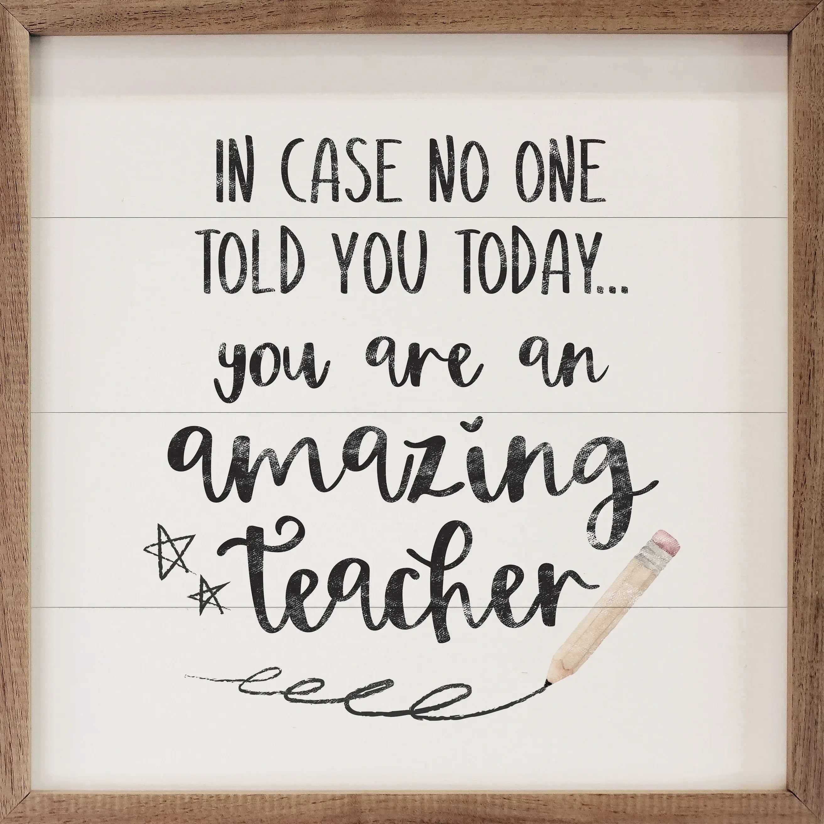 Amazing Teacher Star Pencil Wood Framed Print