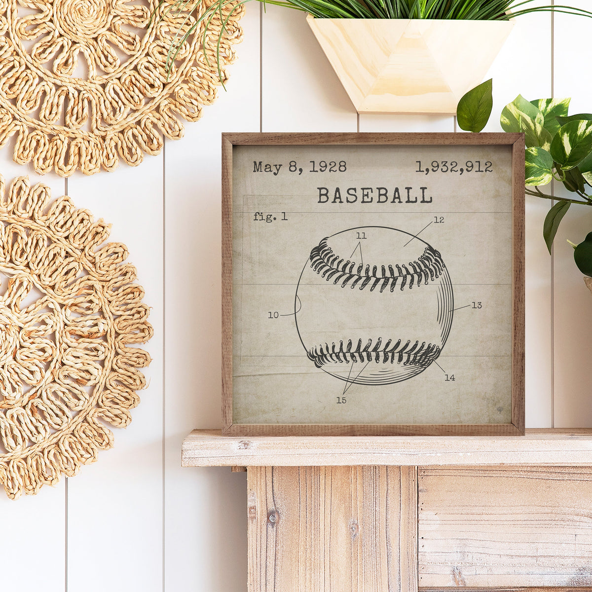 Baseball Patent Wood Framed Print