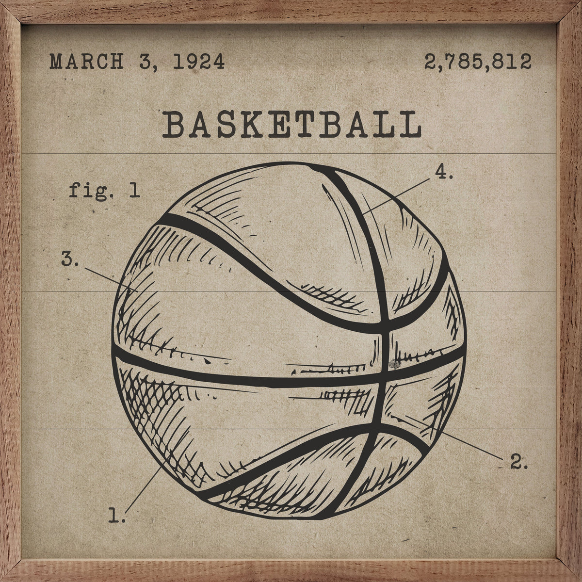 Basketball Patent Wood Framed Print