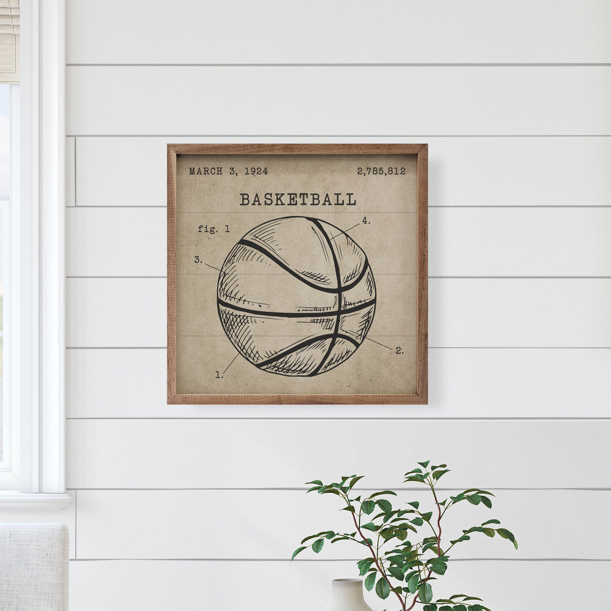 Basketball Patent Wood Framed Print