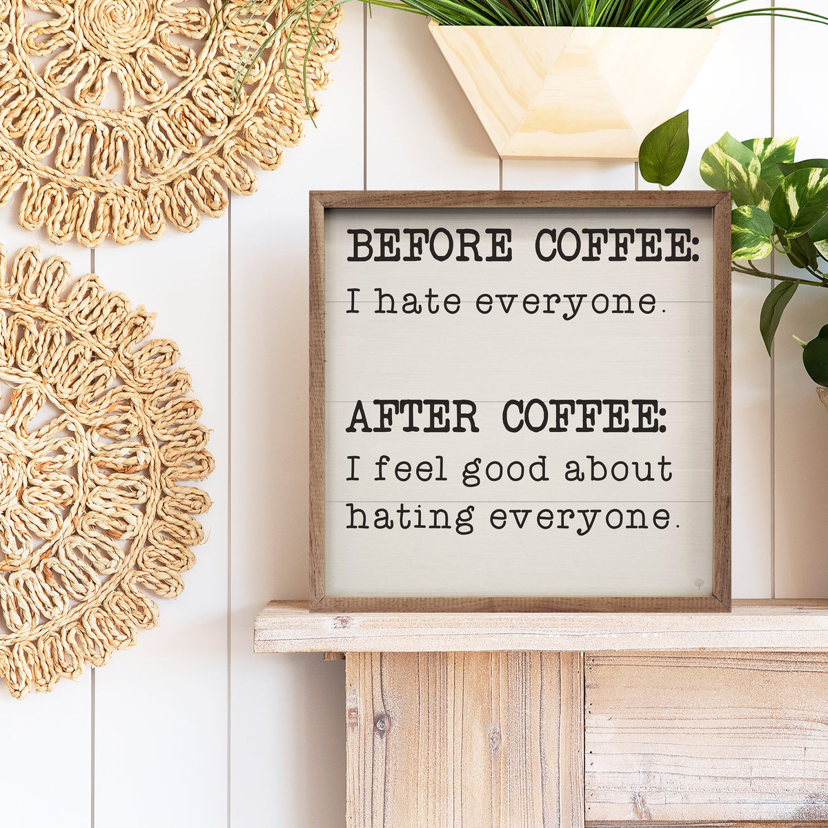 Before Coffee After Coffee Wood Framed Print