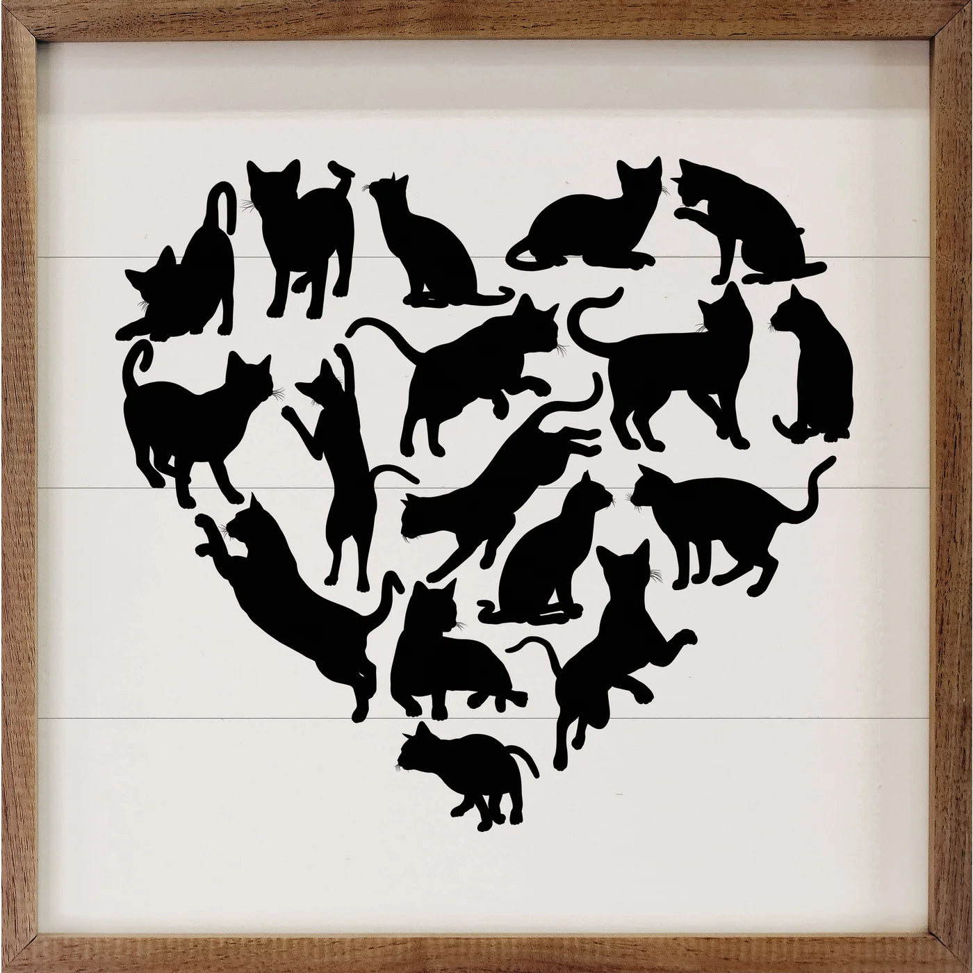Cat Heart White Wood Framed Print