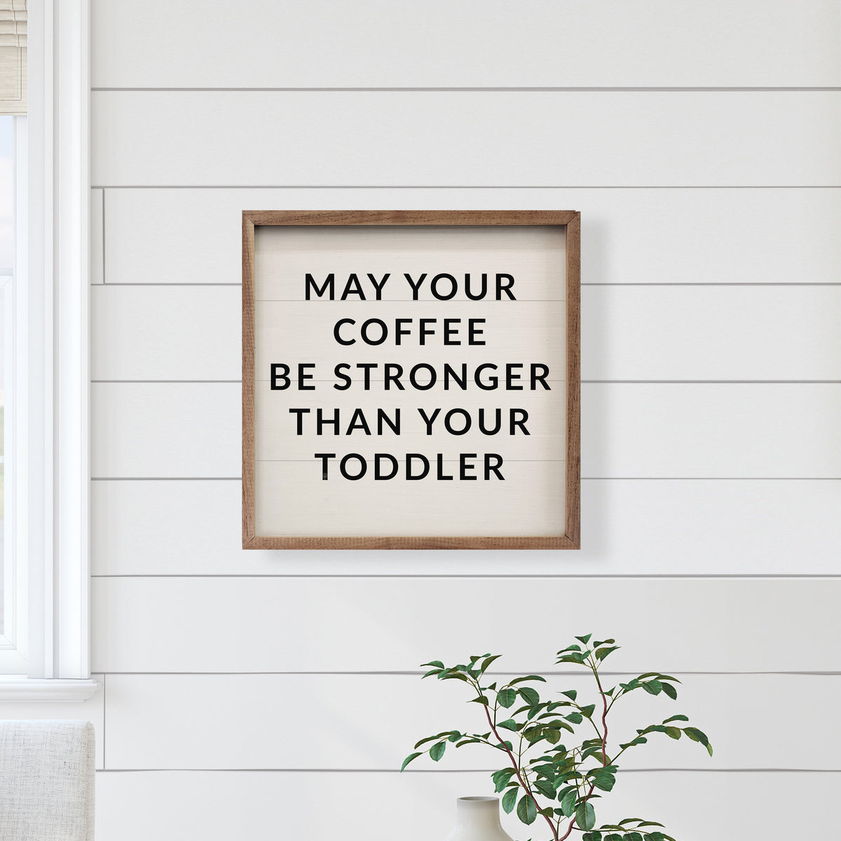 Coffee Be Stronger Wood Framed Print