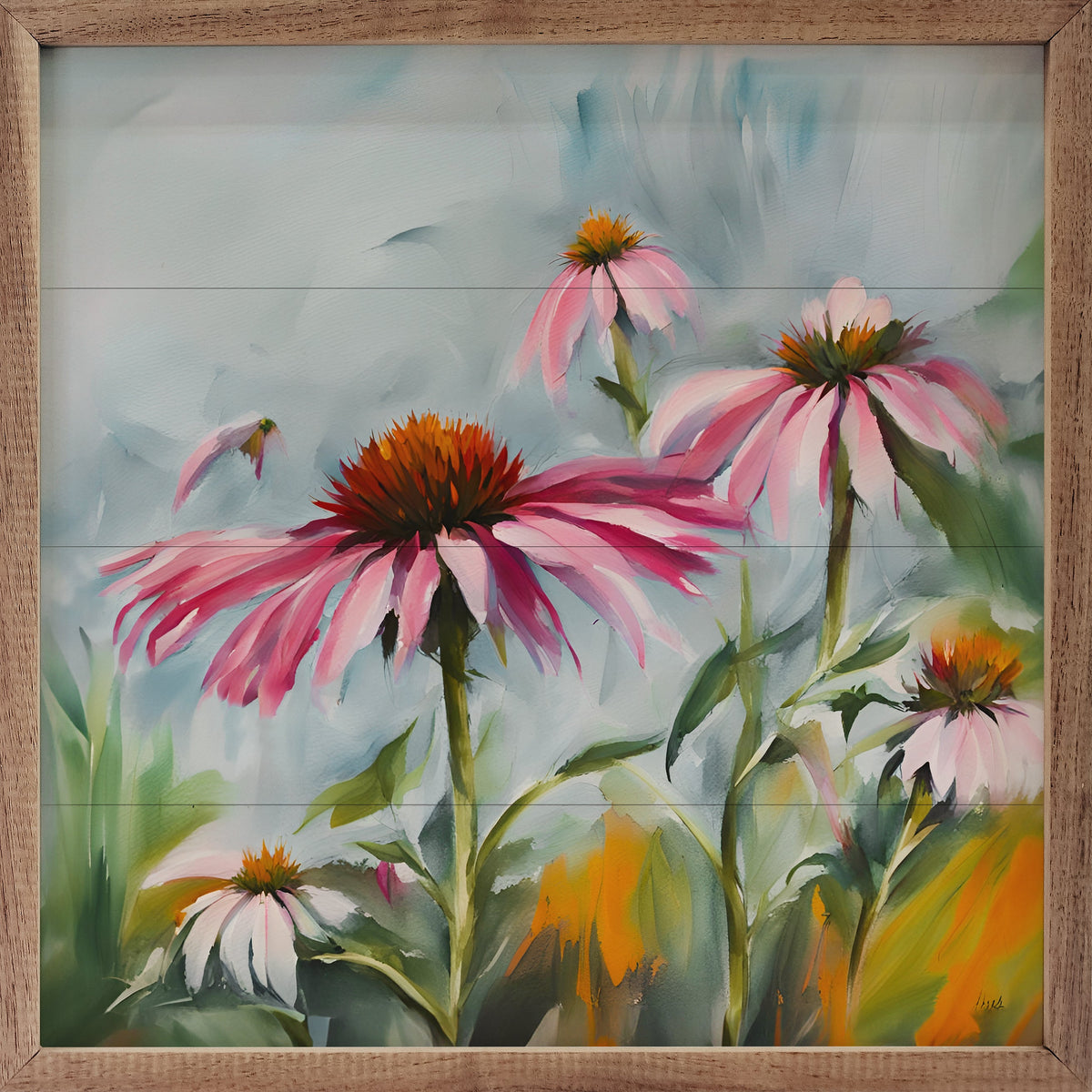 Coneflowers Wood Framed Print