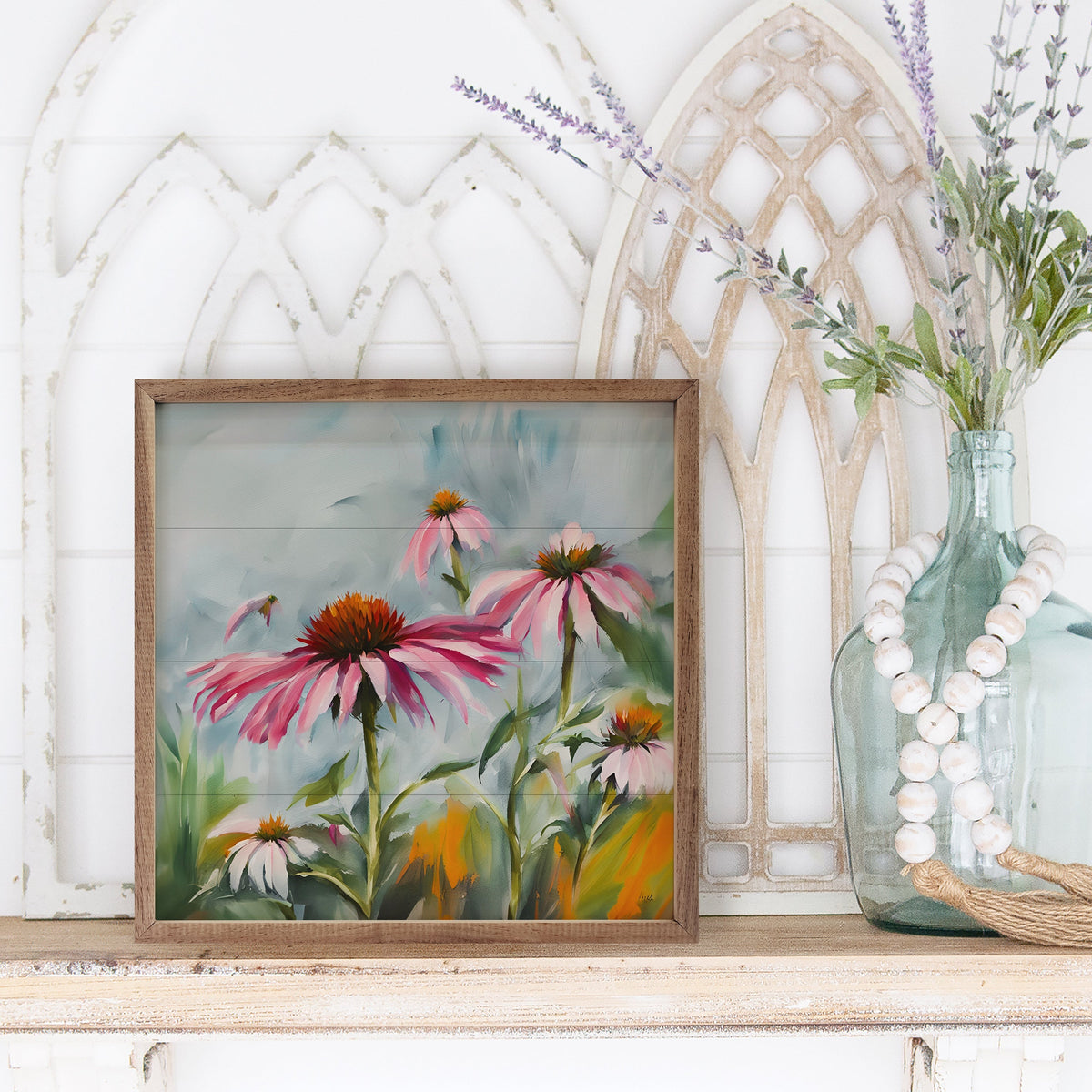 Coneflowers Wood Framed Print
