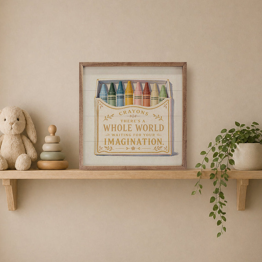 Crayons Imagination Wood Framed Print