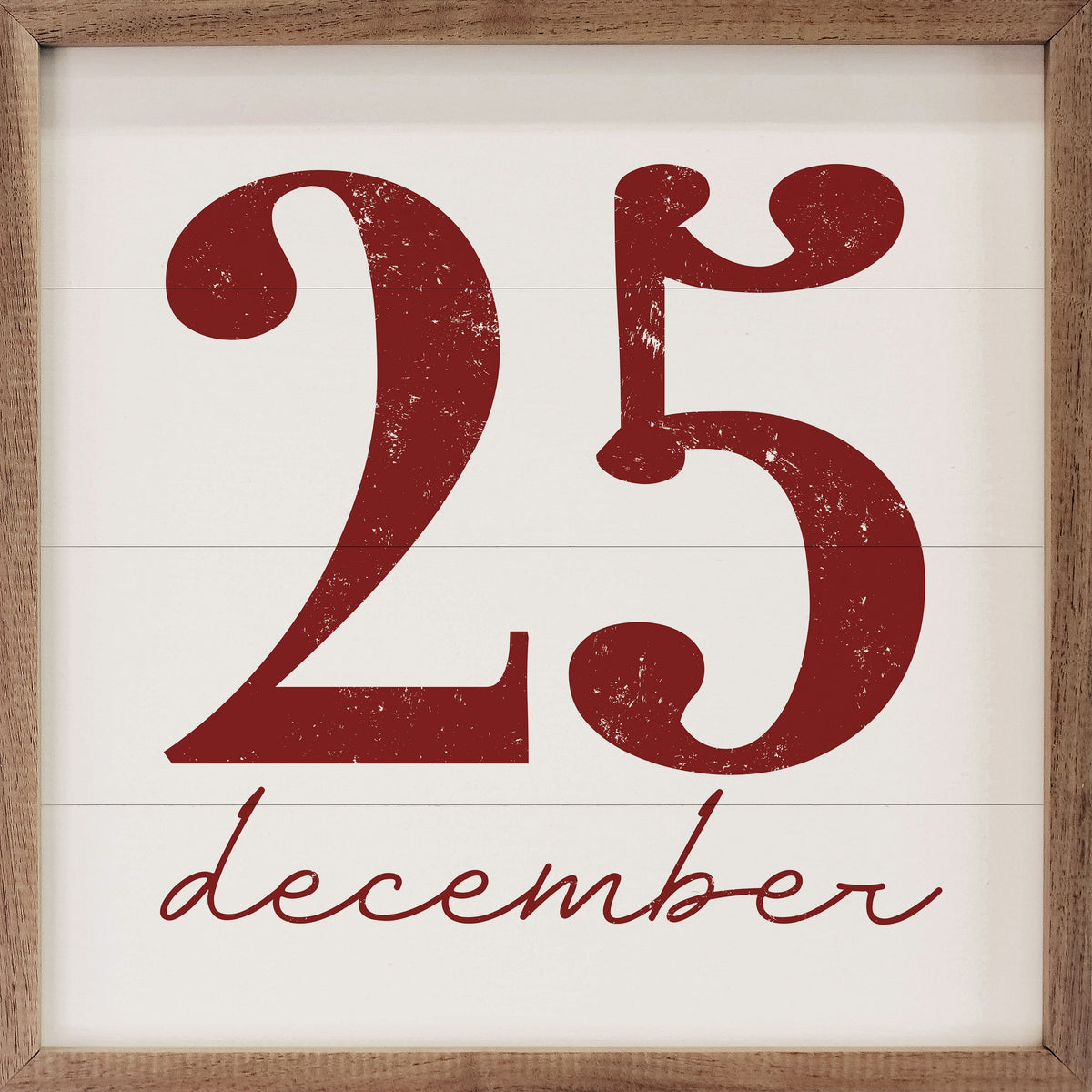 December 25th Script Wood Framed Print