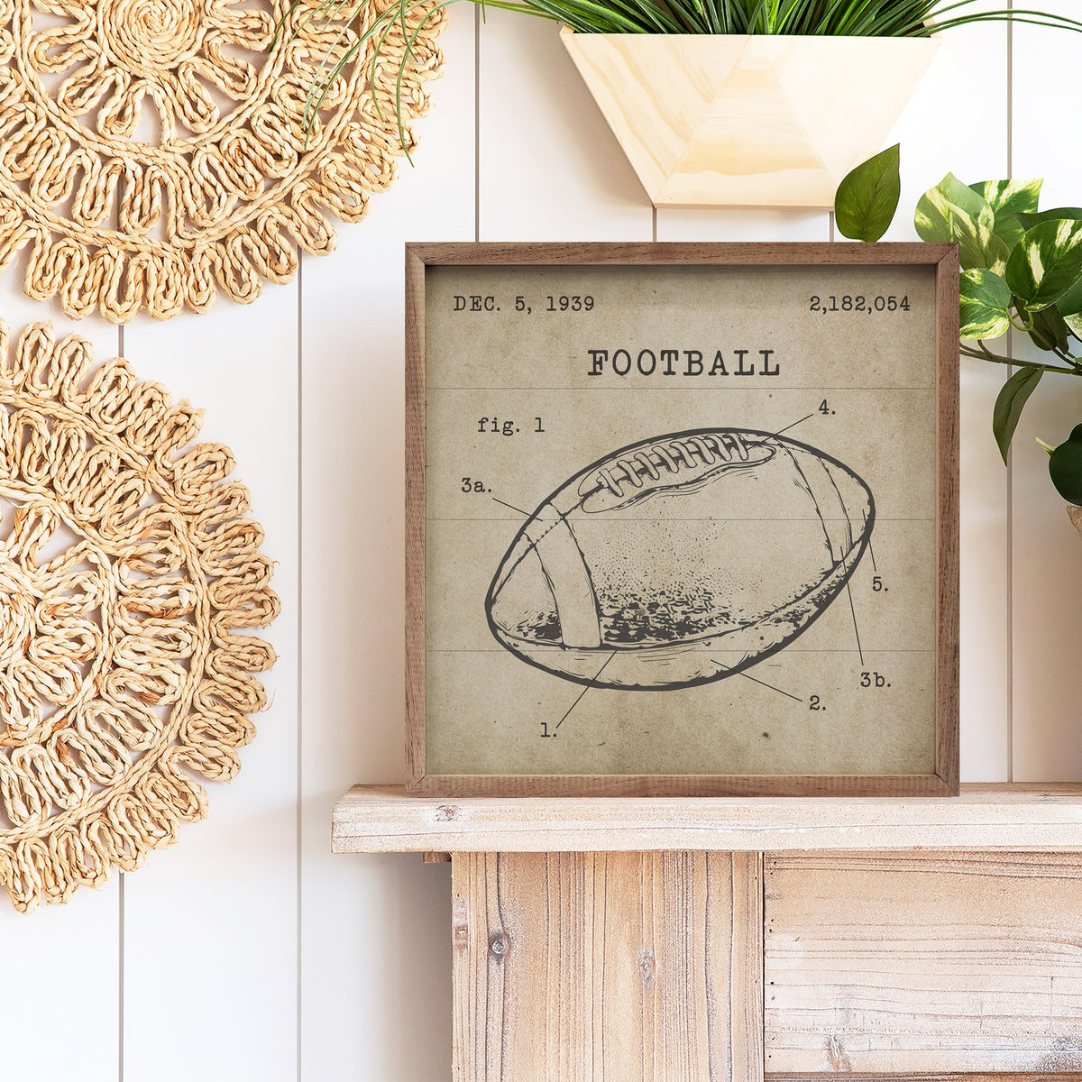 Football Patent Wood Framed Print