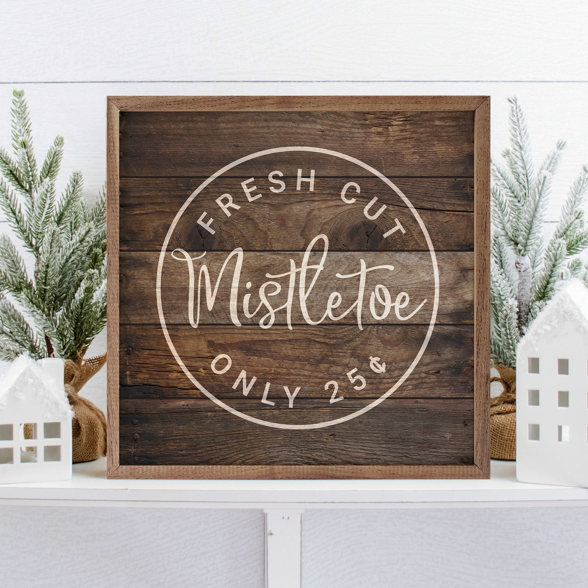 Fresh Cut Mistletoe Wood Framed Print