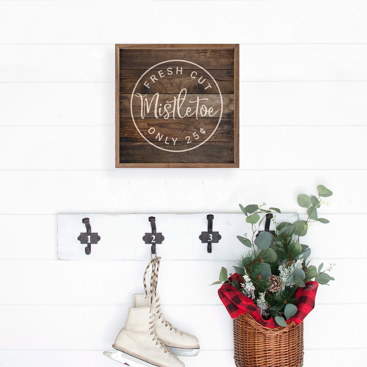 Fresh Cut Mistletoe Wood Framed Print