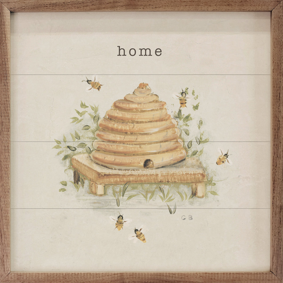 Garden Bees Home Wood Framed Print