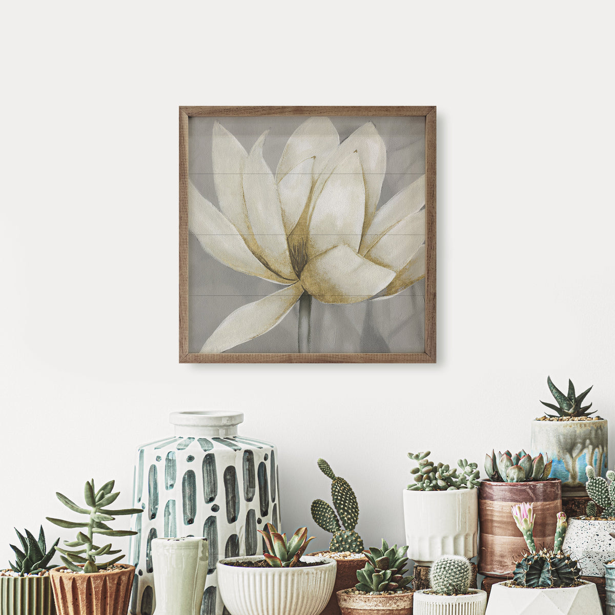 Golden Waterlily 1 By Carol Robinson Wood Framed Print