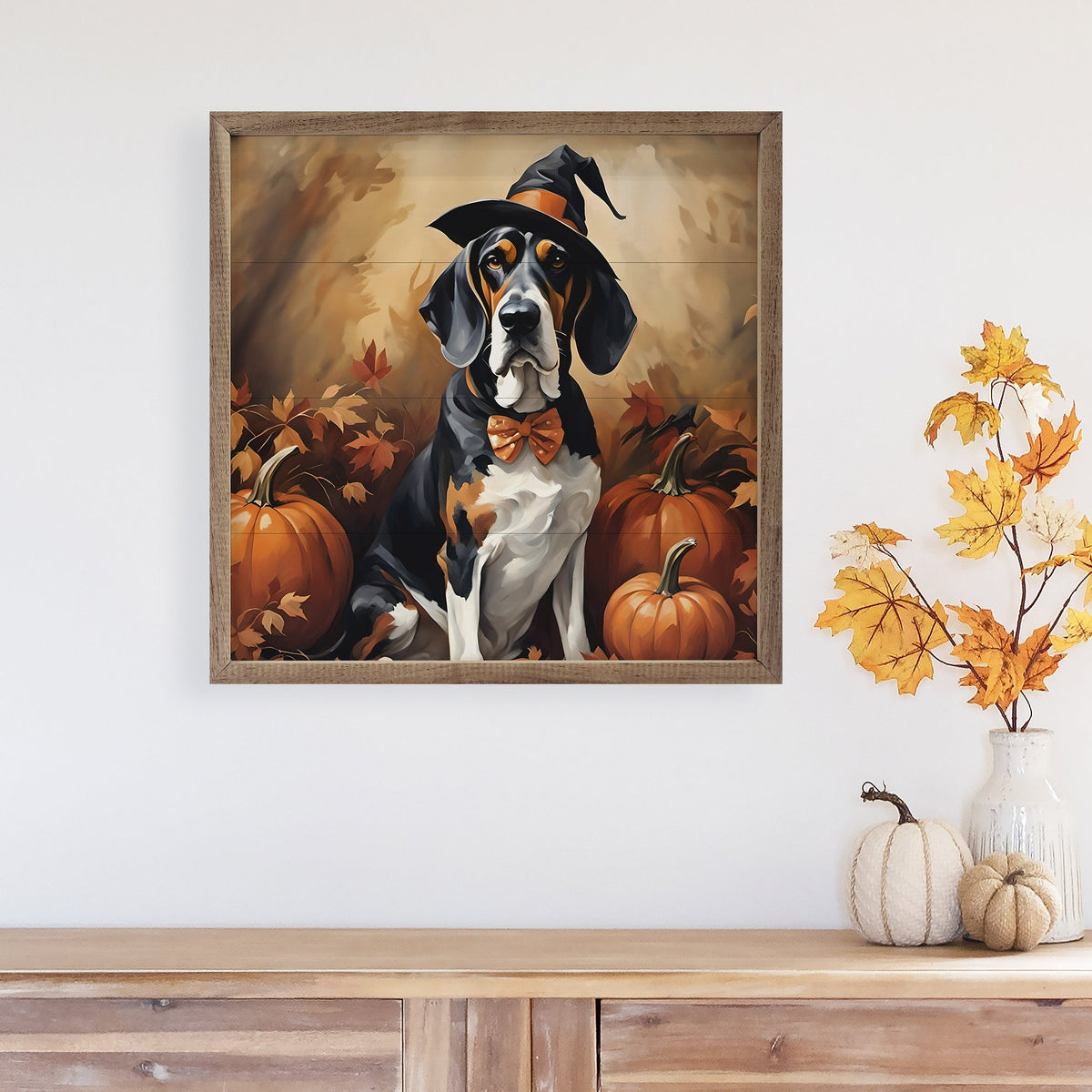 Halloween Basset Wood Framed Print