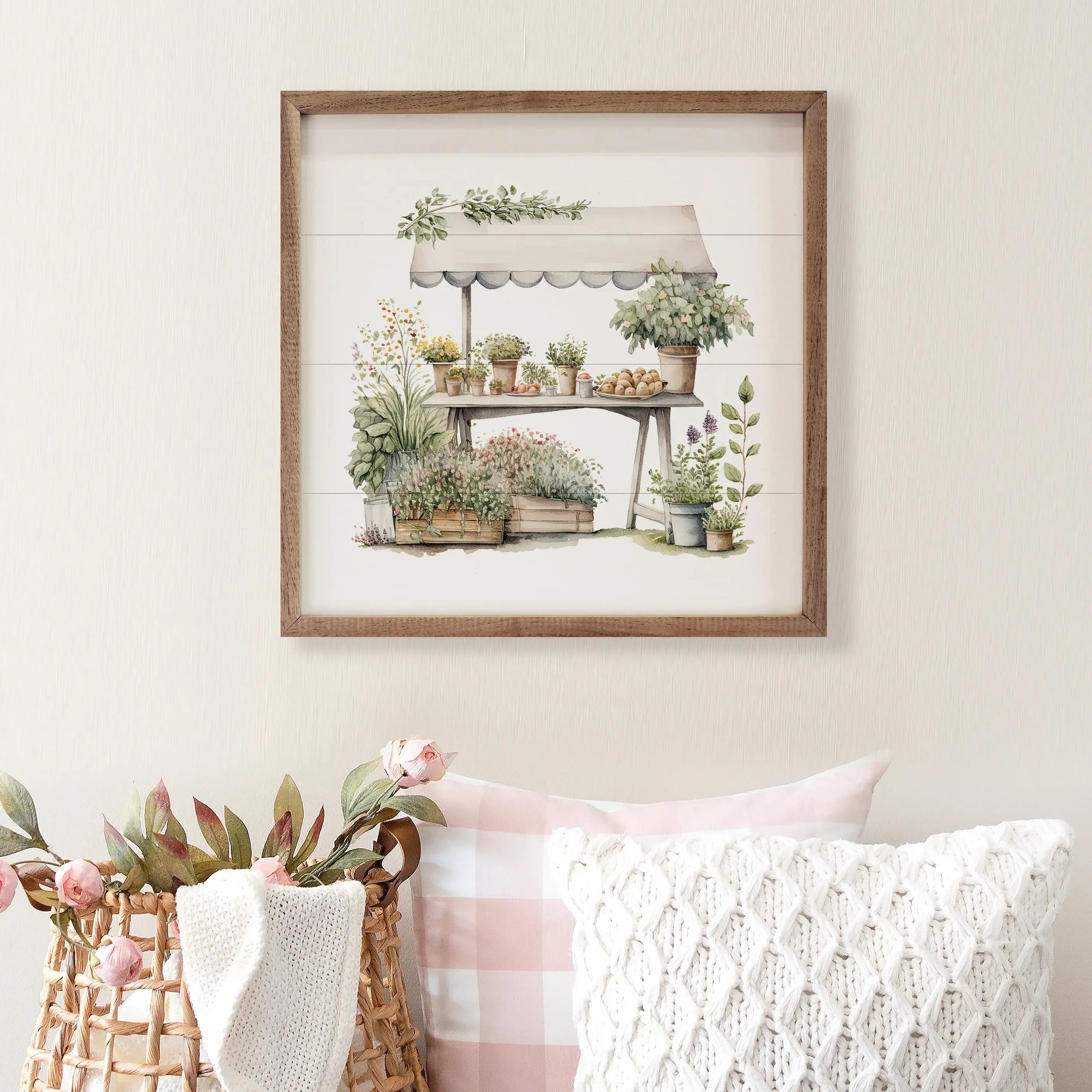 Herb Shed White Wood Framed Print