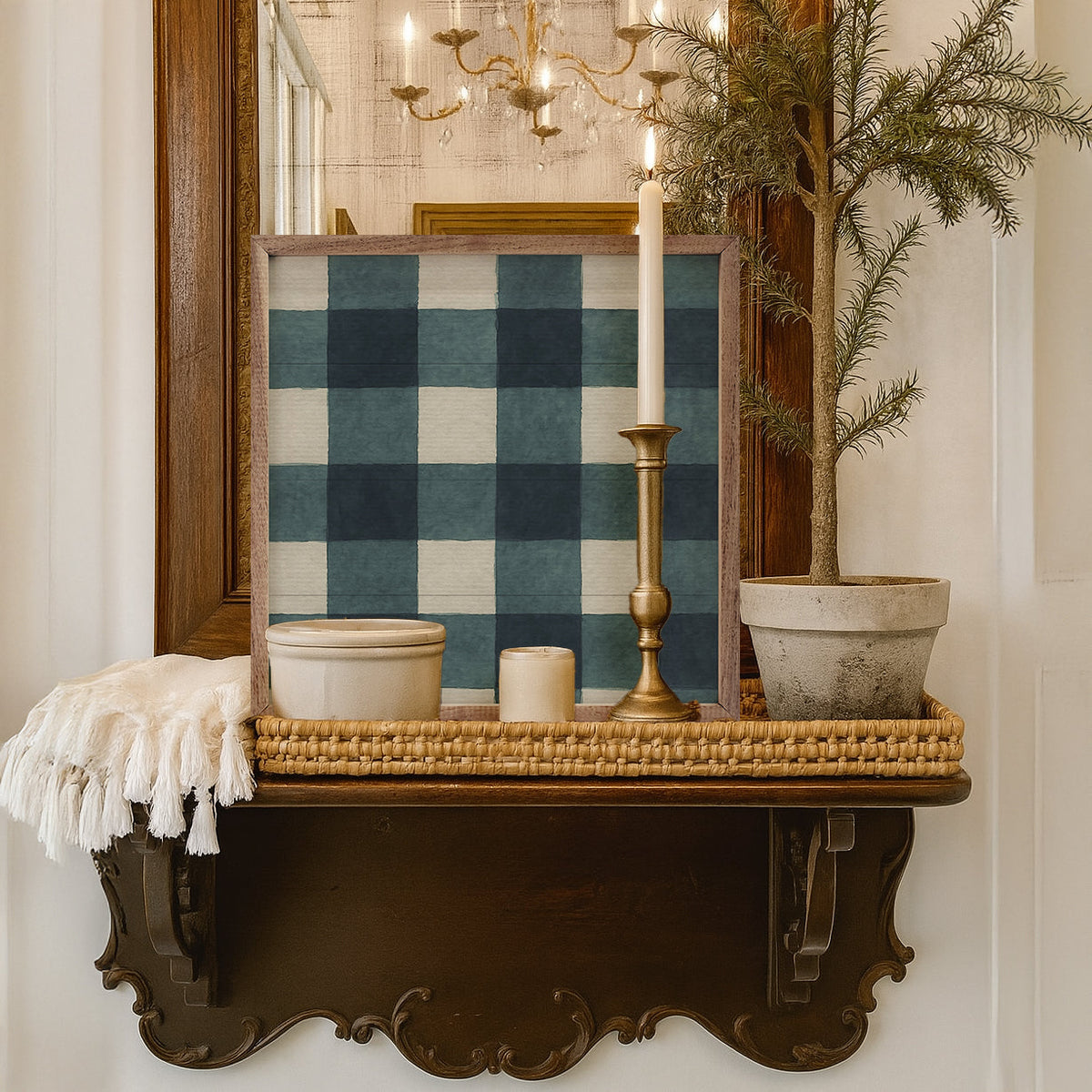 Holiday Plaid Wood Framed Print