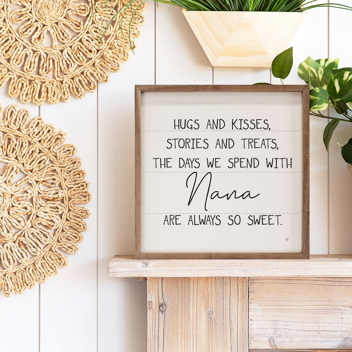 Hugs And Kisses Nana Wood Framed Print