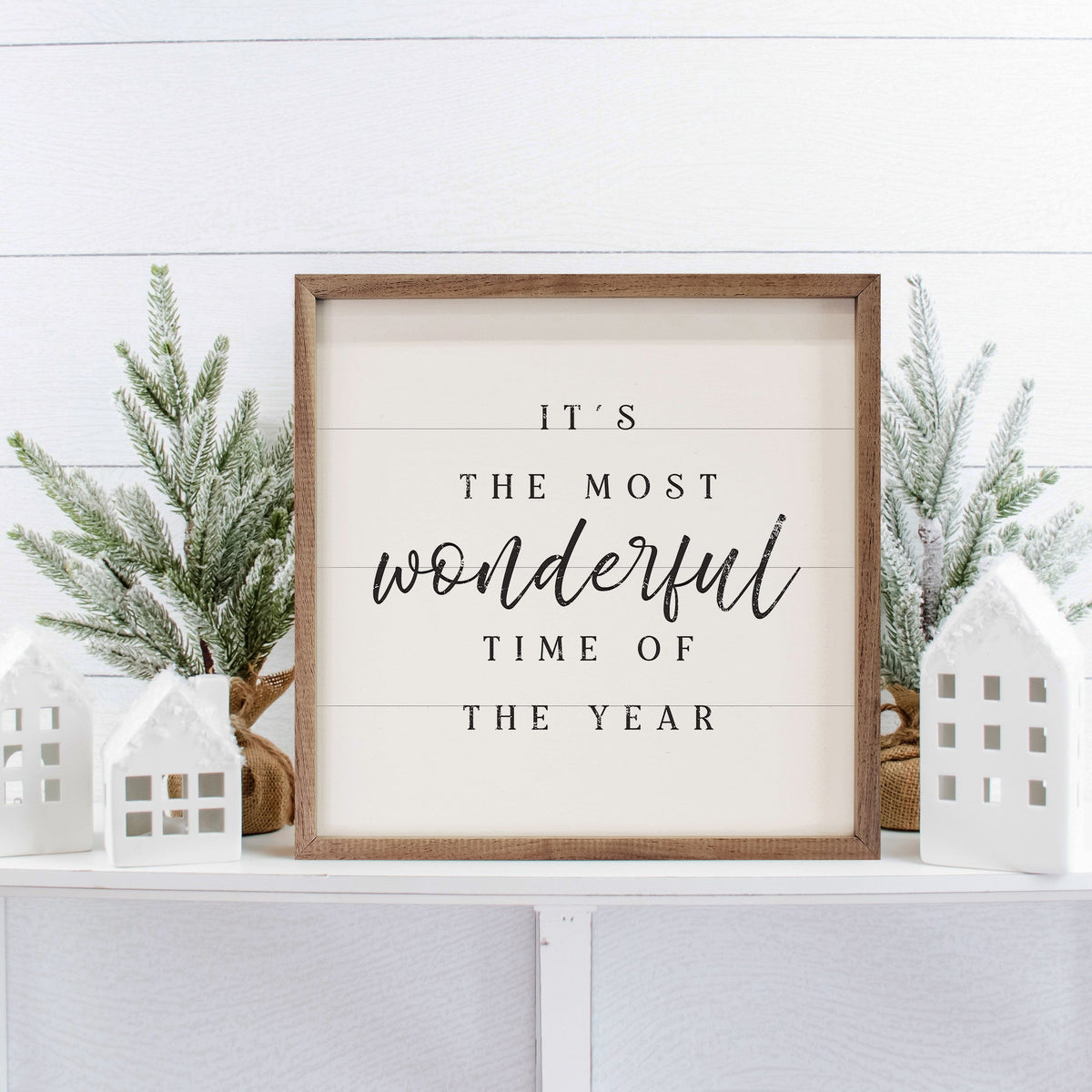 It's The Most Wonderful Time Of The Year White Wood Framed Print