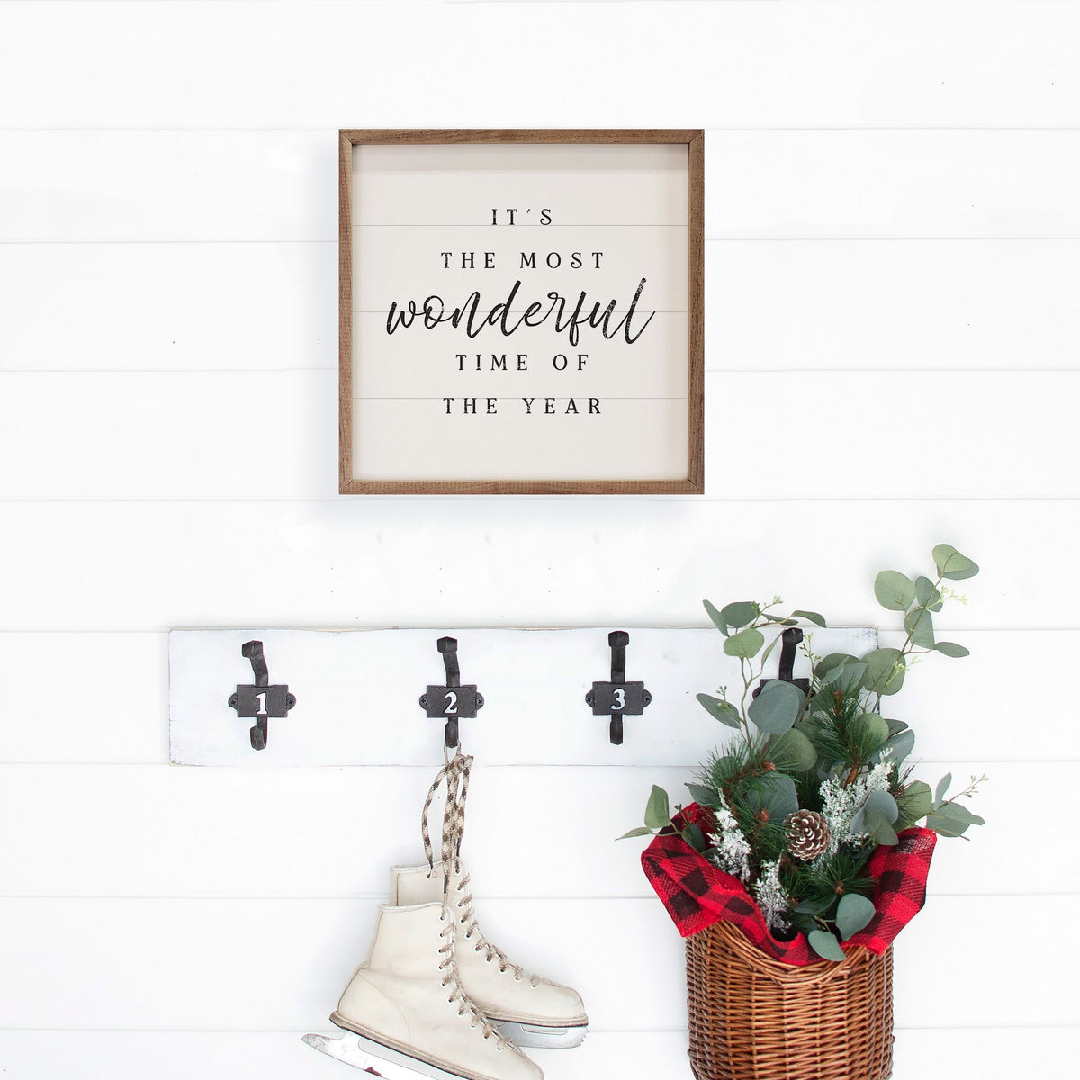 It's The Most Wonderful Time Of The Year White Wood Framed Print