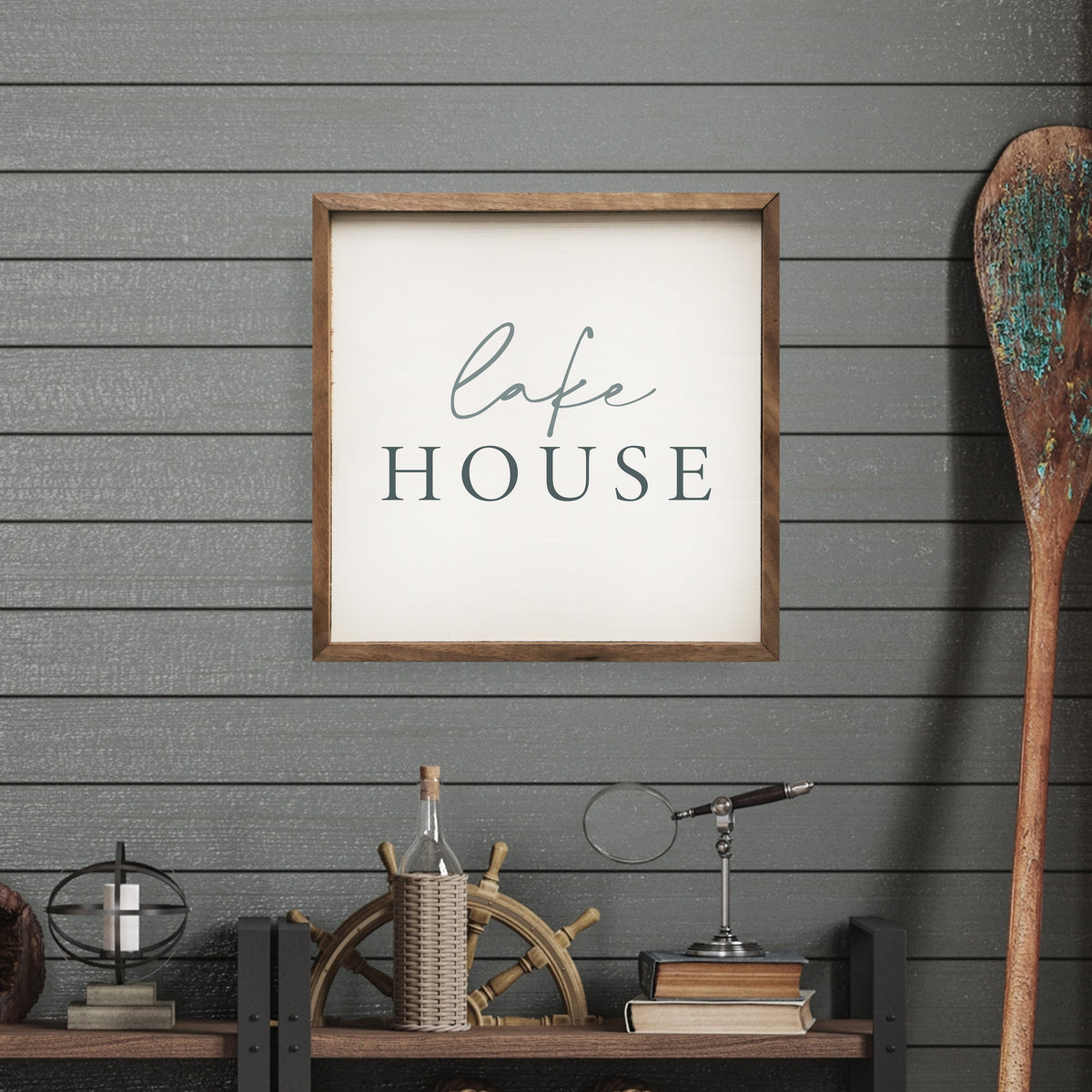 Lake House Wood Framed Print