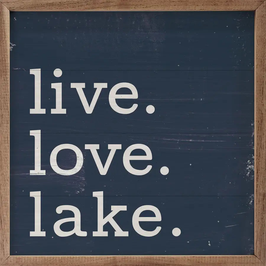 Live Love Lake Wood Framed Print