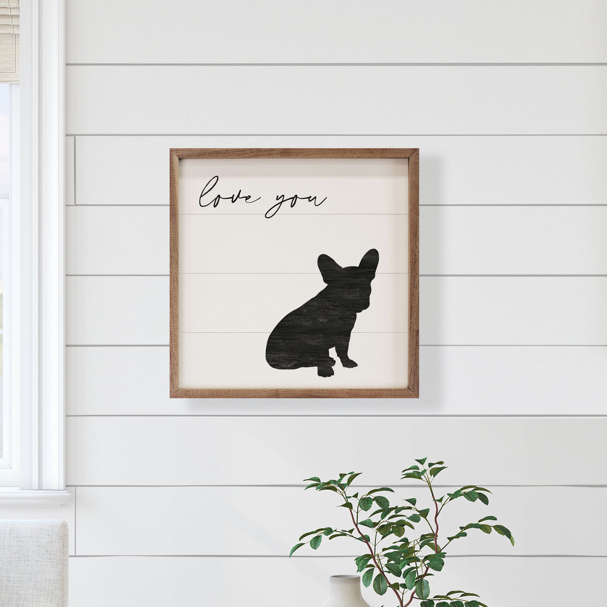 Love You Frenchie Wood Framed Print