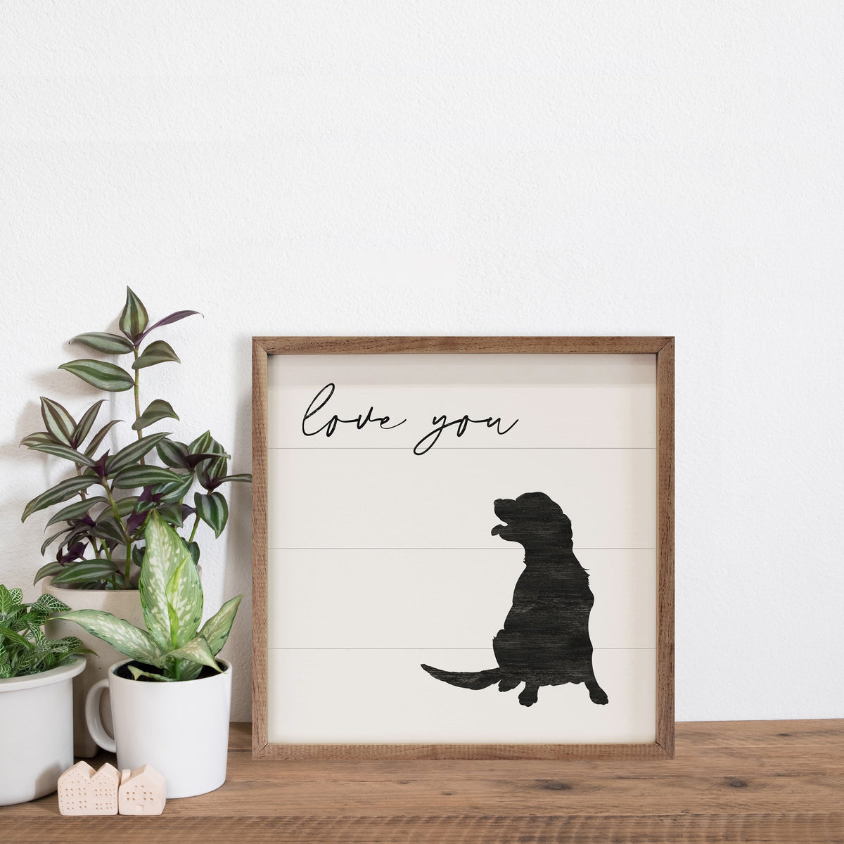 Love You Golden Retriever Wood Framed Print