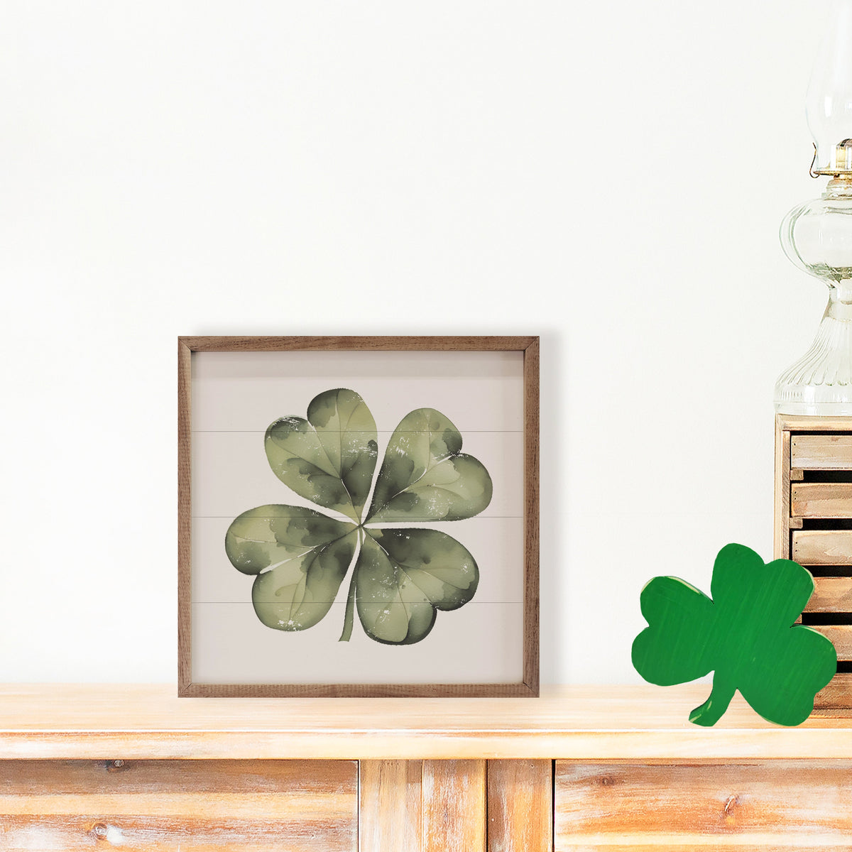 Lucky Four Leaf Clover Wood Framed Print
