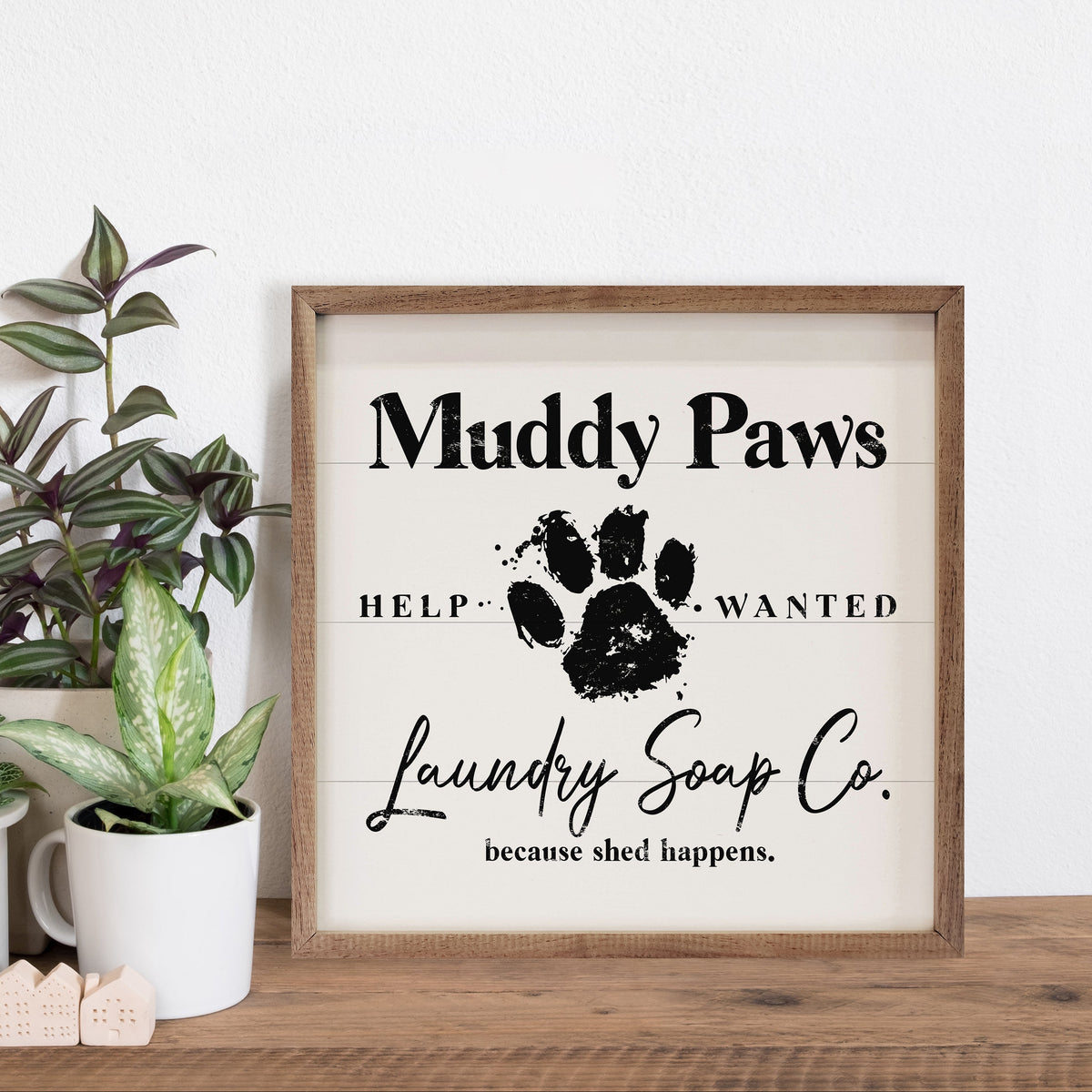 Muddy Paws Wood Framed Print