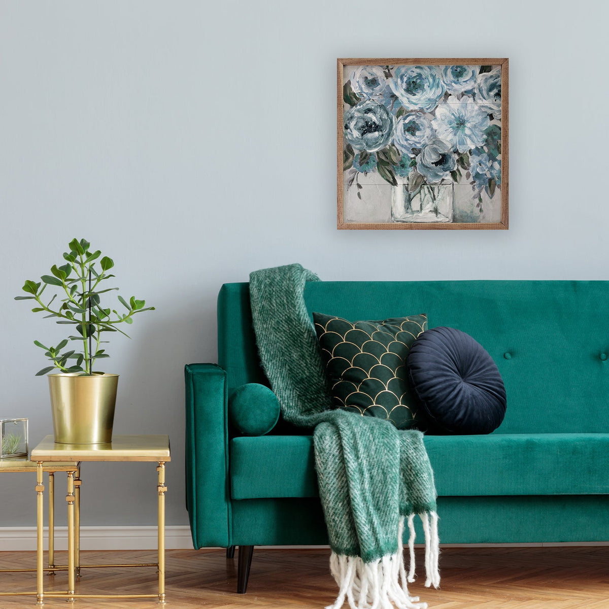 Painterly Blues Wood Framed Print