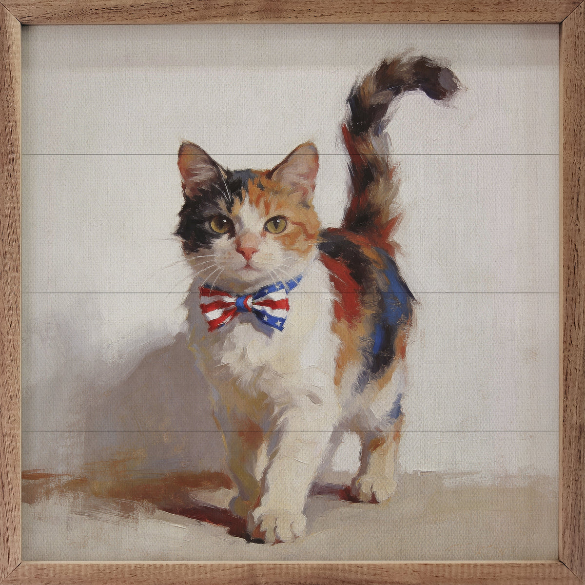 Patriotic Pets Calico Cat Wood Framed Print