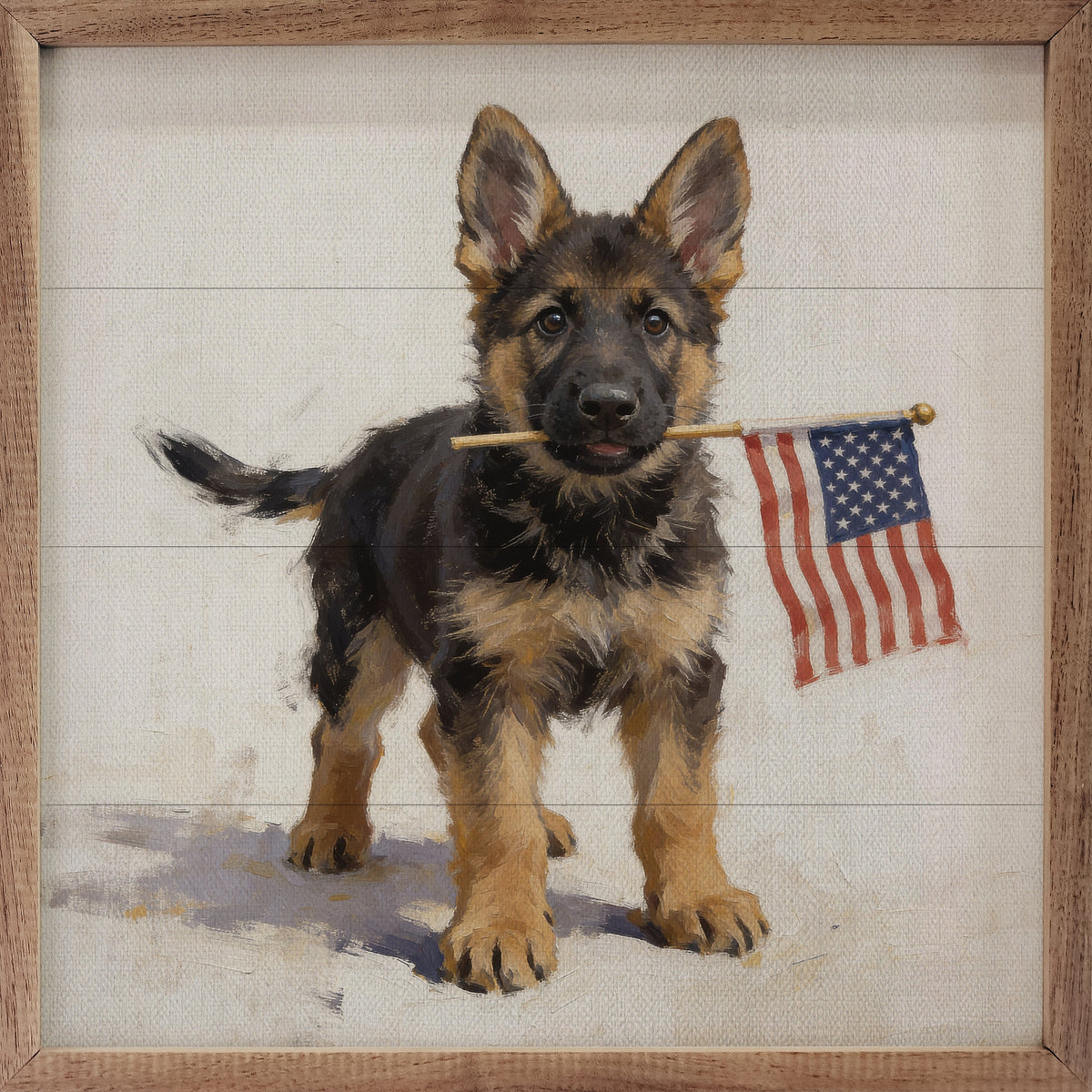 Patriotic Pets German Shepherd Wood Framed Print
