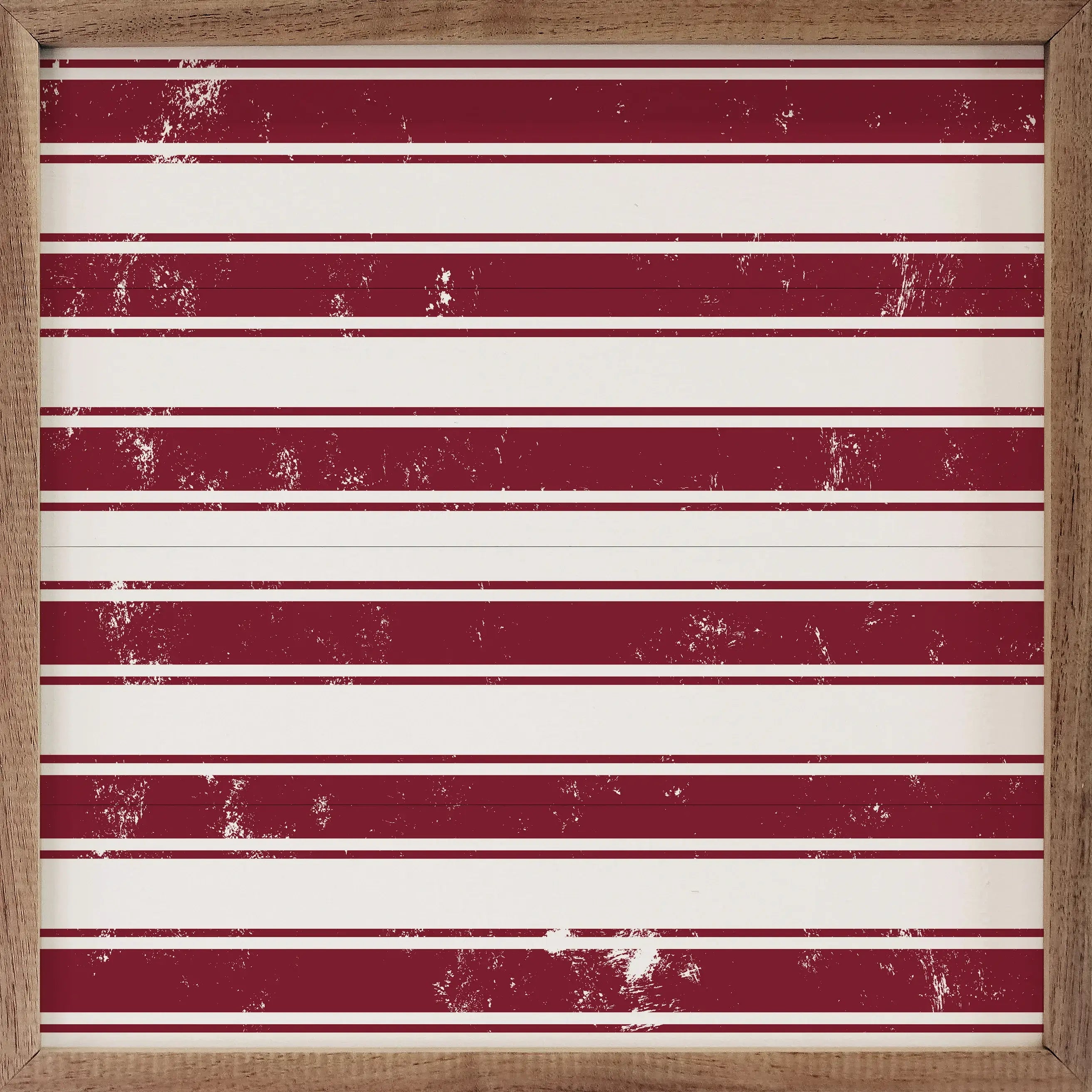 Pattern Red & White Stripes Wood Framed Print