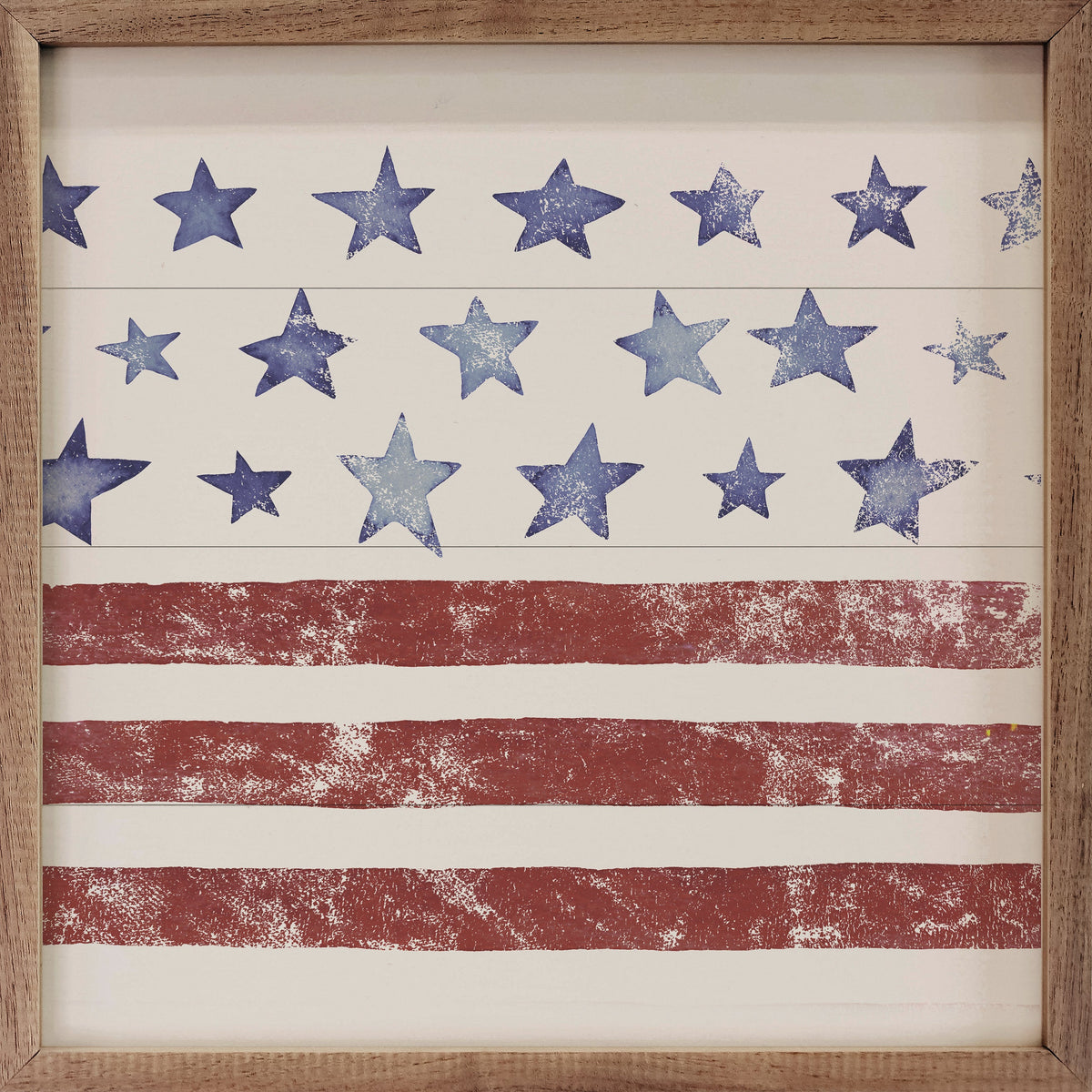 Pattern Stars And Stripes White Wood Framed Print