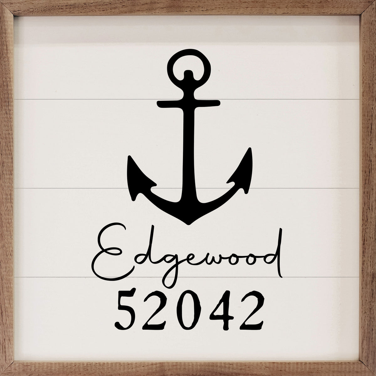 Personalized City & Zip Anchor Wood Framed Print