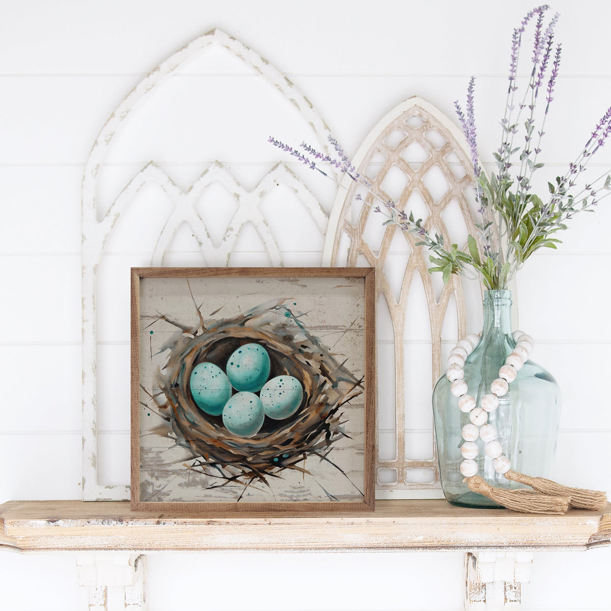 Robin Eggs Nest Wood Framed Print