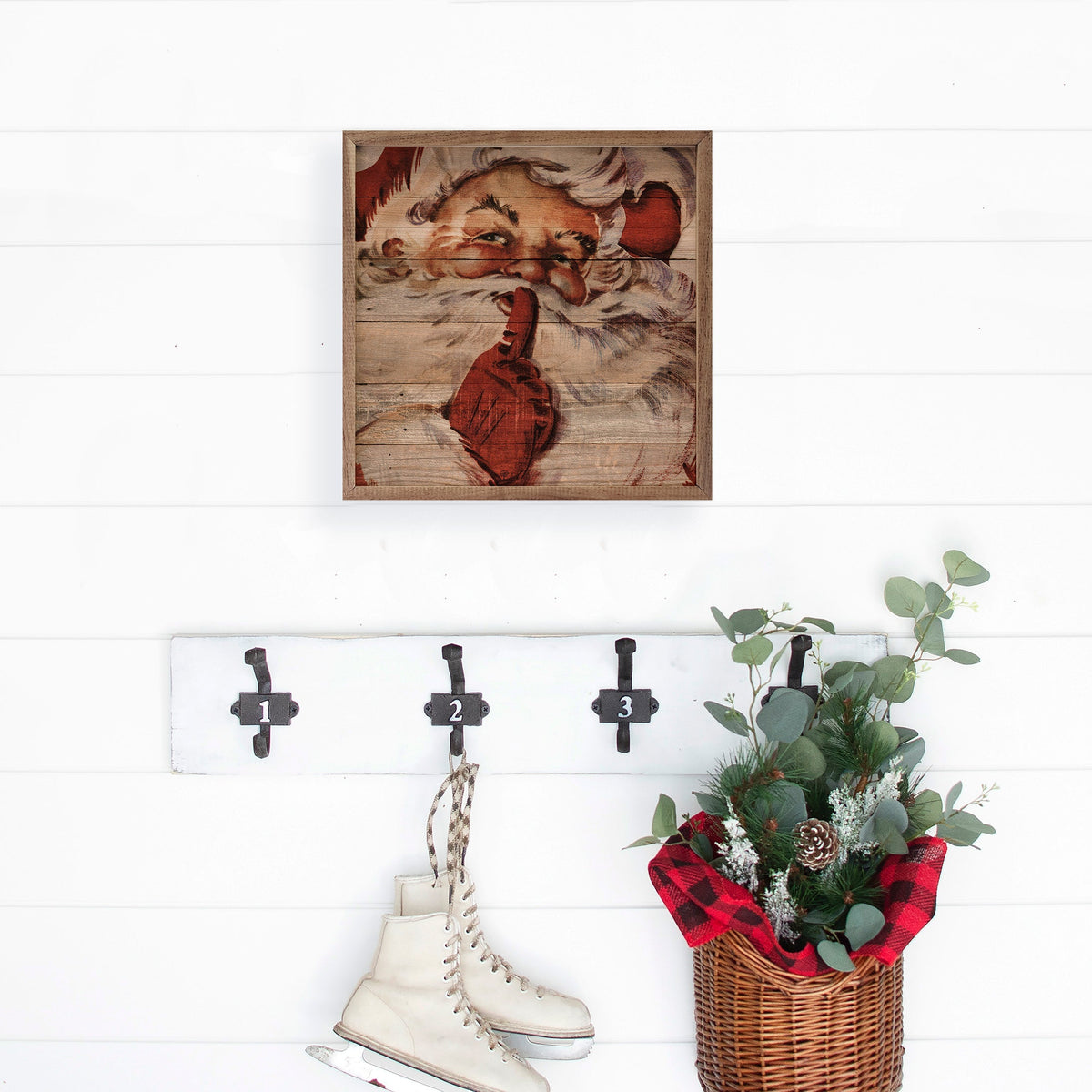 Secret Santa Claus Wood Framed Print